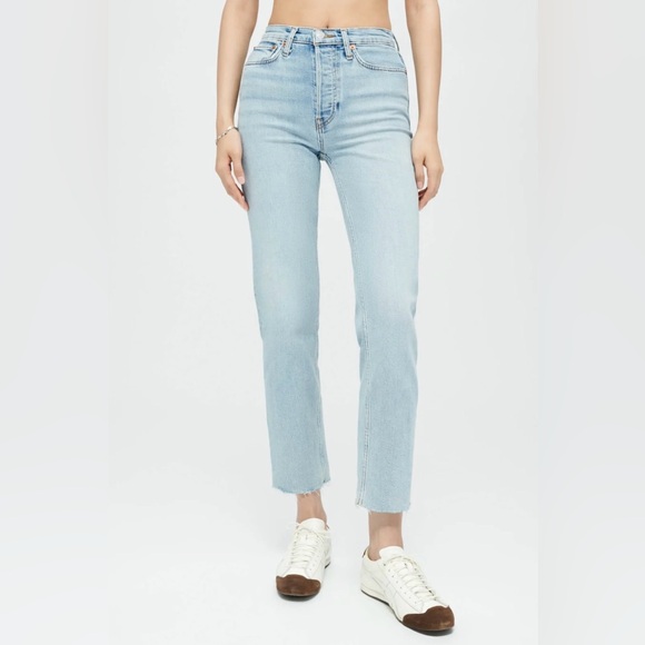 RE/DONE Comfort Stretch High Rise Straight Leg 70s Stove Pipe Jeans in Mid 90’s - Picture 2 of 15